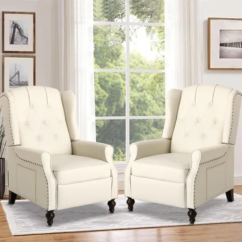 Vista 27 de Silla Wingback con masaje y calor, silla reclinable de tela copetuda, silla reclinable con respaldo de ala con control remoto, cojín acolchado