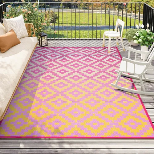 Vista 19 de Anidaroel Alfombra de área para exteriores para patio, 4 x 6 pies, impermeable, reversible, alfombra de paja de plástico para exteriores, alfombra