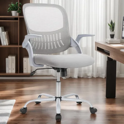 Vista 12 de Silla de escritorio ergonómica de oficina, cómoda silla de trabajo para computadora con reposabrazos, silla giratoria con ruedas para oficina
