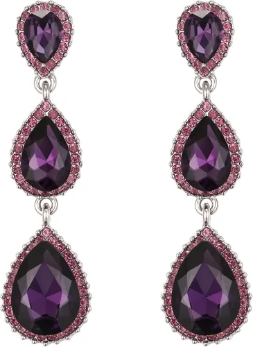 Vista 66 de EleQueen Pendientes de cristal austriaco en tono dorado para mujer, forma de pera de 2.5 pulgadas, color esmeralda