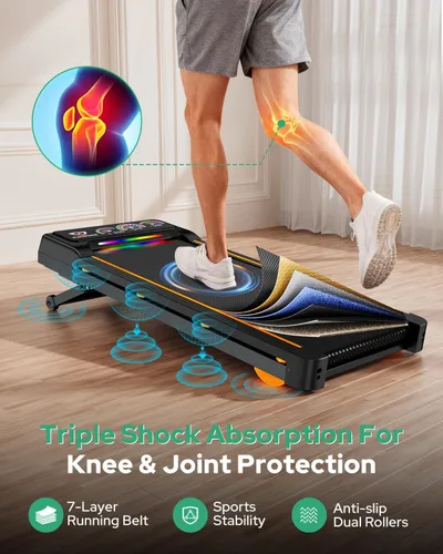 Vista 10 de Almohadilla plegable para caminar con 15% de inclinación automática/luz RGB/pantalla dual, cintas de correr de 3.5 HP para el hogar, almohadilla