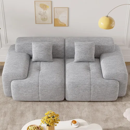 Vista 23 de Sofá biplaza Cloud de 85 pulgadas en una caja, moderno sofá pequeño no requiere montaje, cómodos sillones de asiento profundo sin estructura