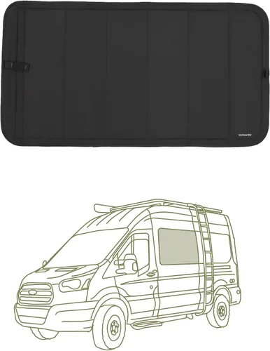 Vista 42 de Cubierta opaca aislante para ventana diseñada para Ford Transit alto/medio, borde de plástico completo de 130 pulgadas de longitud, ventana trasera