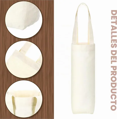 Vista 3 de Hoolerry 12 piezas de bolsas de lona para vino con asa de 12 pulgadas, bolsa de regalo de vino en blanco sublimable reutilizable, bolsa de mano