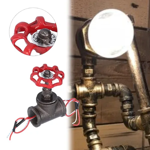 Vista 5 de Interruptor de luz retro Steampunk de 3/4 pulgadas para lámpara de tubo de agua, lámpara de mesa vintage