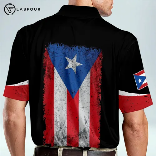Vista 5 de LASFOUR Camisetas personalizadas de Puerto Rico 3D para hombre camisas personalizadas del orgullo puertorriqueño polo de Puerto Rico para hombre