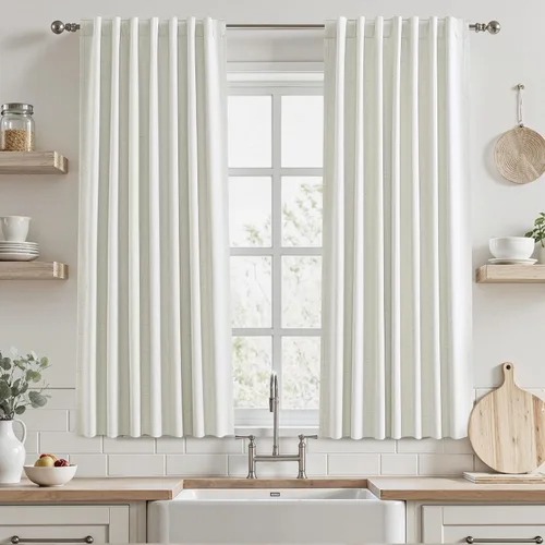 Vista 70 de UHITECH Cortinas opacas de 35 pulgadas de largo para sala de estar, 2 paneles, cortina opaca corta para cocina para ventanas pequeñas, cortinas