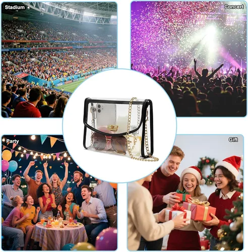 Vista 6 de YGR Bolsa transparente aprobada para estadios, bolsa cruzada transparente para eventos de estadio, conciertos, bolso transparente para mujer