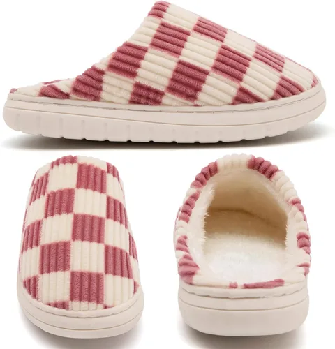 Vista 26 de Jaeynow Pantuflas mullidas para mujer en interiores, zapatos de casa unisex de espuma viscoelástica para hombre, zapatos de invierno cálidos