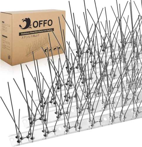 Vista 11 de OFFO Púas para pájaros, púas de paloma de acero inoxidable 304 premontadas para exterior, cubren 10.8 pies, fácil instalación para techo, balcón