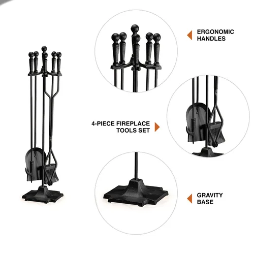 Vista 2 de 2WAYZ Juego de herramientas para chimenea – 5 piezas de asas clásicas sin perilla – Herramientas modernas para chimenea y accesorios para hogueras