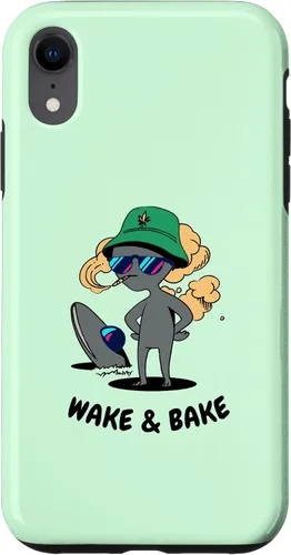 Vista 8 de Estuche de regalo divertido para iPhone 15 Alien Stoner Wake And Bake Weed Marihuana