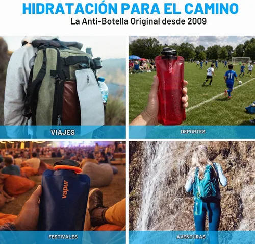 Vista 2 de Vapur Botella Flexible y Plegable de Boca Ancha Anti-Botella con Mosquetón Desmontable, Hidratación Conveniente y Portátil para Viajes y Aventuras
