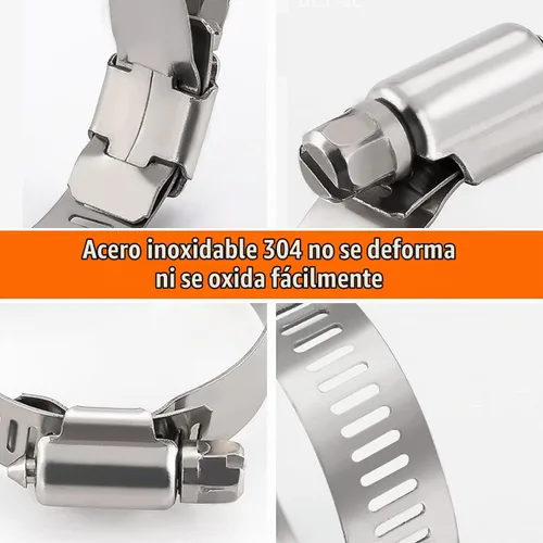 Vista 4 de Dianrui - Kit de surtido de 42 abrazaderas de manguera, abrazaderas de manguera de tornillo sin fin de acero inoxidable 304 de 1/4"–1-1/8" (6-29mm)