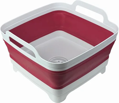 Vista 13 de Lavabo plegable de 9 L, tina plegable con tapón de drenaje, lavabo plegable portátil, fregadero de campamento para lavar platos, lavandería y uso