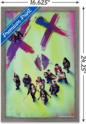 Vista 3 de Trends International - Póster de película de DC Comics - Escuadrón Suicida - Teaser, 14.725 x 22.375 in, versión enmarcada de Barnwood Versión