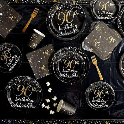 Vista 2 de Sparkle and Bash Servilletas de cumpleaños 90 – Servilletas absorbentes de 2 capas para fiesta de cumpleaños 90 – Elegantes productos de papel