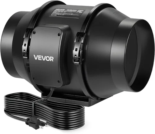 Vista 13 de VEVOR Kit de filtración de aire de 4 pulgadas, ventilador de conducto en línea de 180 CFM con controlador de velocidad, filtro de carbono y sistema