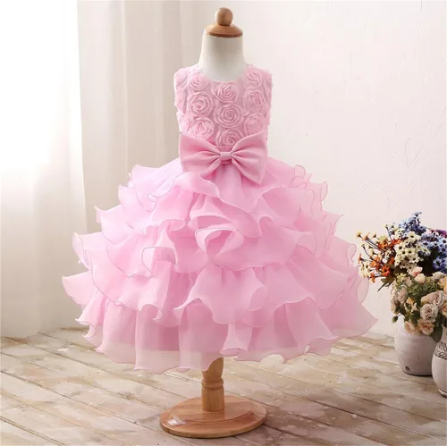 Vista 4 de NNJXD - Vestido de niña con volados y encaje, para fiesta o boda