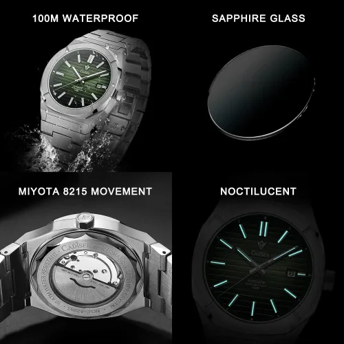 Vista 2 de CADISEN Reloj mecánico automático para hombre relojes casuales para hombre zafiro impermeable