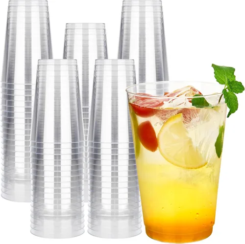 Vista 18 de RACETOP Vasos de plástico desechables transparentes de 9 onzas, paquete de 50 vasos de plástico transparente, vasos de fiesta resistentes, vasos