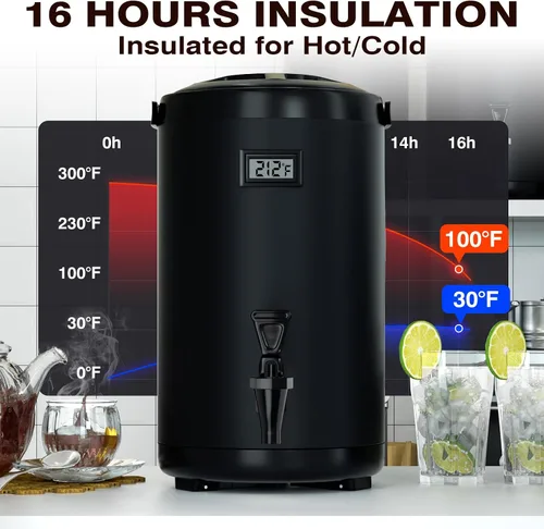 Vista 3 de Dispensador de bebidas aislado, sin calentamiento, 75 tazas de bebidas frías para catering, dispensador de bebidas heladas de acero inoxidable