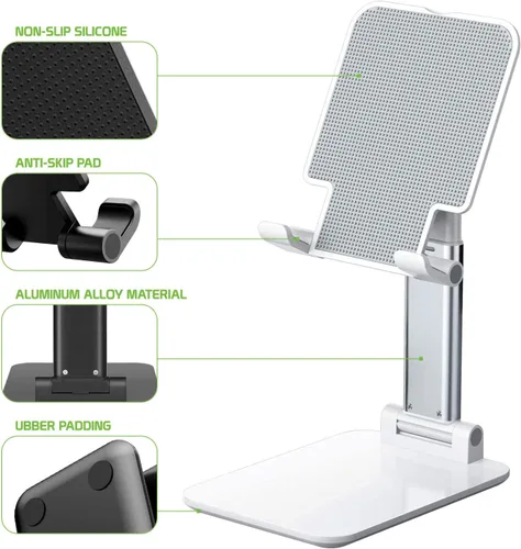 Vista 6 de Soporte ajustable para teléfono y tableta, soporte para mesa de escritorio, soporte plegable compatible con iPhone, iPad Pro Air Mini Android