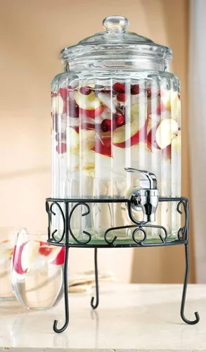 Vista 5 de Paquete de 2 dispensadores de bebidas de 1.5 galones, dispensador de bebidas de vidrio con soporte elegante, dispensadores de bebidas para fiestas