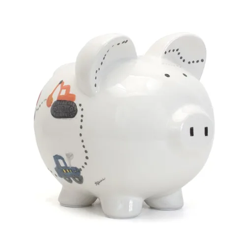 Vista 25 de Child to Cherish Cerdito de cerámica para niños, avión de papel