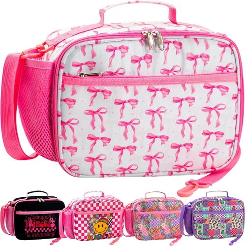 Vista 10 de RLGPBON Lonchera para Niños, Lonchera con Aislamiento Térmico para Niños y Niñas, Bonita Bolsa de Almuerzo y Lonchera Reutilizable para Niños