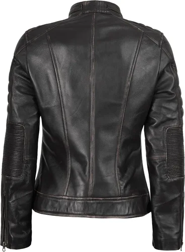 Vista 4 de Chamarra de Cuero Decrum para Mujer - Elegantes Chaquetas de Piel de Cordero Real para Mujer