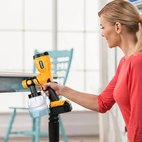 Vista 5 de Pulverizador de pintura inalámbrico de 350 W para batería Dewalt de 20 V, pistola de pulverización HVLP con motor sin escobillas y 4 boquillas