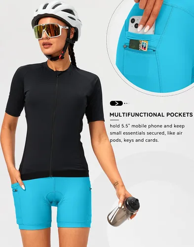 Vista 5 de Pantalones cortos de ciclismo acolchados 4D para mujer, 57 pulgadas, ropa interior de ciclismo, ciclismo de carretera, pantalones cortos para mujer