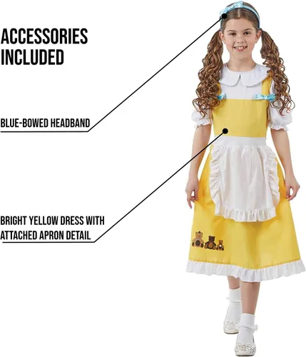 Vista 3 de fun shack Disfraz de Ricitos de Oro para Niñas, Vestido de Tres Osos