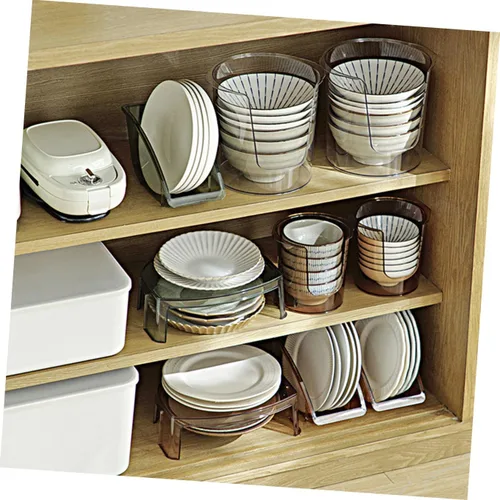 Vista 4 de Cabilock Soporte para platos y tapas, soporte de escritorio, soporte para tapa de gabinete, estante de almacenamiento, organizador de sartenes