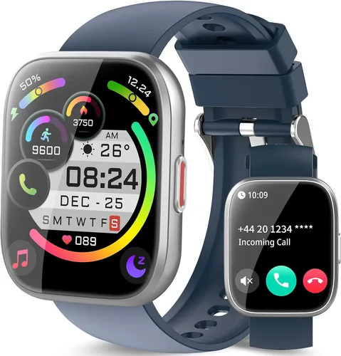 Vista 4 de aycy Reloj inteligente para hombres y mujeres, llamada Bluetooth, pantalla táctil HD de 1.85 pulgadas, reloj de fitness con monitor de frecuencia