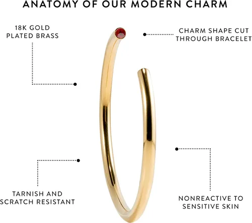 Vista 2 de Stella Valle Birthstone Bracelet - 18K Gold Plated Brass Cuff Bracelet with White Swarovski Crystals