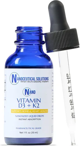 Vista 7 de Nanoceutical Solutions Nano Vitamina D3+K2 Partículas líquidas nanosizadas Absorción rápida Formulación potente de 5000 UI – 1 onza Sin OMG