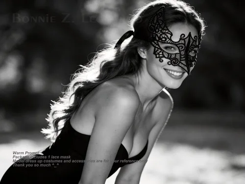 Vista 5 de Bonnie Z. Leonardo Máscaras de mascarada para mujer A-gato negro