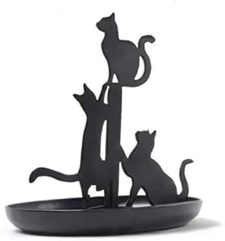 Vista 7 de Kikkerland Black Cats - Organizador de viaje portátil de acero metálico compacto de mano, soporte de almacenamiento para accesorios, para pulseras