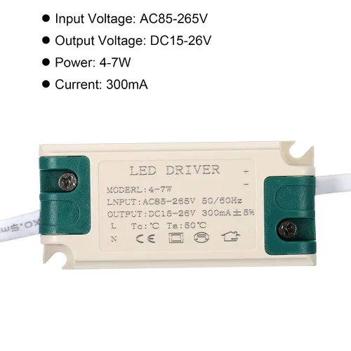 Vista 4 de PATIKIL 4-7W 300mA LED Driver, paquete de 5 AC 85-265V Salida 15-26V DC Conector macho Conector rectificador de corriente constante Transformador