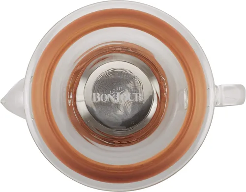 Vista 5 de BonJour Tetera de borosilicato de cobre, 1 pieza, vidrio con detalles metálicos