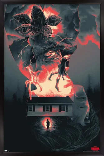 Vista 9 de Trends International Netflix Stranger Things - Póster de pared de siluetas, 22.4 pulgadas de largo x 14.7 pulgadas, versión enmarcada en madera
