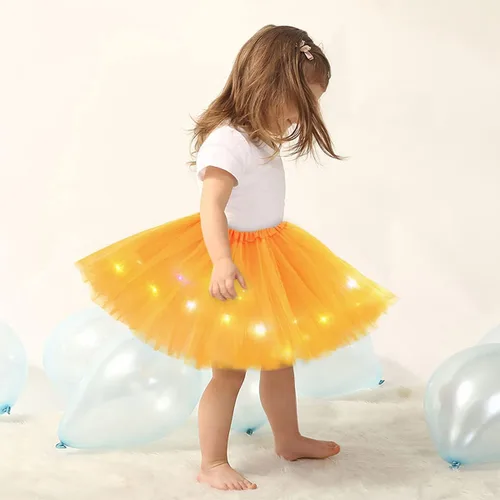 Vista 2 de Aohhy 2-8 Years Baby Girls Light Up LED Tutu Skirt Fairy tutu Kid Fancy Party Costume Ballet Layered Dress