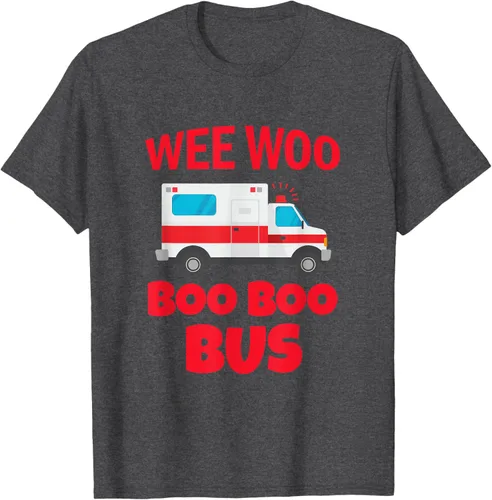 Vista 26 de Wee Woo Boo Boo Bus First Responder - Camiseta divertida de ambulancia, Negro, S