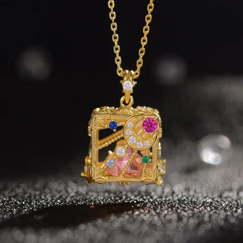 Vista 6 de VINKACE - Collares para mujeres y hombres, vermeil hechos a mano, con forma de corazón, circonita, colgante para hombres y mujeres, regalo para él
