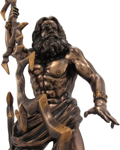 Vista 3 de PTC Figura de estatua de resina de rey Zeus Grecian God Throwing Lightning