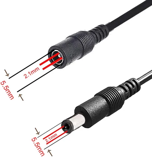 Vista 2 de Cable de extensión CC de 3.3 ft, 3.3 pies, cable de extensión de 12 V, cable de alimentación de 0.217 in x 0.083 in, adaptador de enchufe de CC