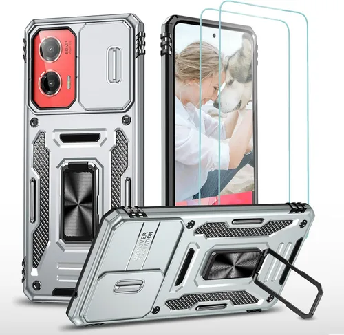 Vista 34 de Jeylly para Moto G Stylus 5G 2021 Funda con [2 Pack] Protector de Pantalla de Vidrio Templado, Protección Grado Militar Anti-Arañazos, Funda A