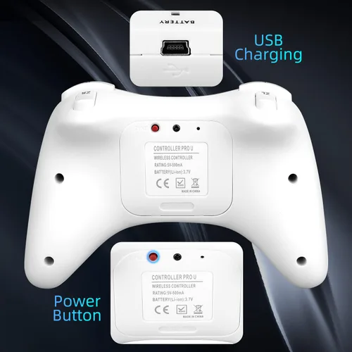 Vista 3 de OSTENT Extensión Wireless Pro Controller para Nintendo Wii U Gamepad Consola Color Blanco